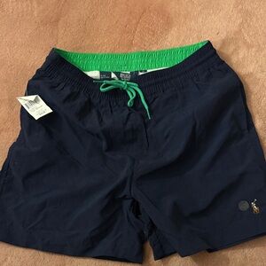 Polo Ralph Lauren Navy Swim Trunks with Green Details